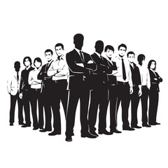 Confident Business Professionals Standing with Arms Crossed Diverse Team Silhouettes Representing Leadership and Corporate Strength