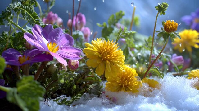 Colorful flowers blooming in vibrant natural setting.