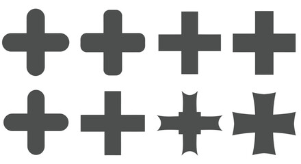 Obraz premium Collection of eight cross shapes in silhouette