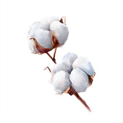 Delicate watercolor cotton illustration.