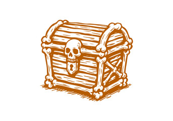 Treasure chest hand drawn simple sketch vector illustration