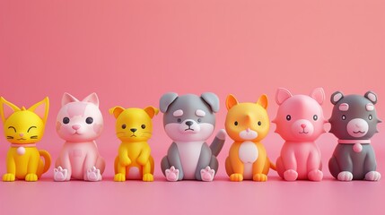 3D render icon  8K Virtual pet companions 3D render clay style isolated on pure solid background of digital pets color
