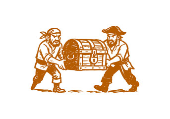 Treasure chest hand drawn simple sketch vector illustration