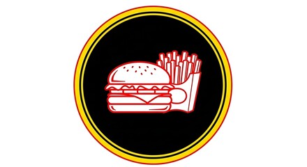 Burger and fries logo vector design for fast food restaurant or delivery service concept art