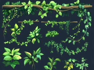 Lush jungle foliage collection