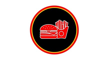 Burger and fries vector graphic for fast food restaurant menu design and logo template use