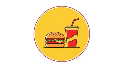 Burger and soda illustration vector fast food meal lunch dinner takeout delivery design 90