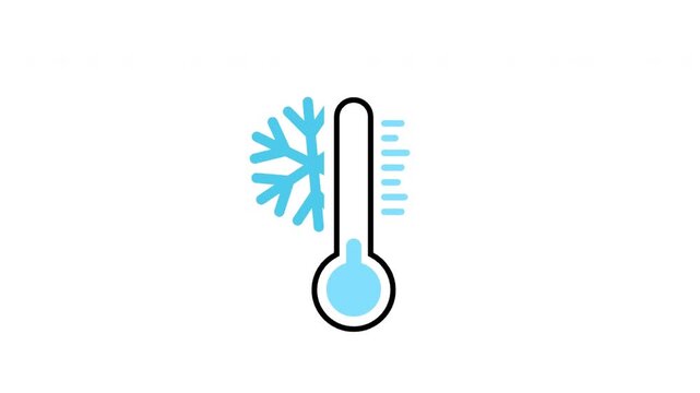 Blue thermometer icon shows low temperature next to a snowflake symbolizing cold winter weather.