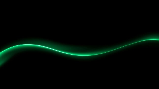 Abstract green wave pattern on black background