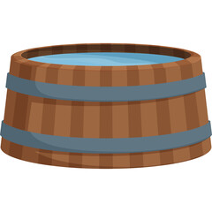 Pixel Art Wooden Bath Tub Filled With Water On Transparent Background