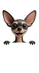 Happy Chihuahua Peeking Through Frosted Glass Realistic 3D Illustration