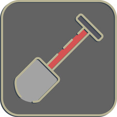 Icon shovel. Gold mining elements. Icon in embossed style.