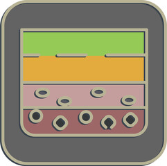 Icon soil layer. Gold mining elements. Icon in embossed style.