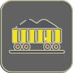 Icon train. Gold mining elements. Icon in embossed style.