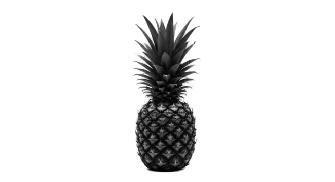 Isolated Realistic 3D Pineapple Fruit with Textured Skin and Green Leaves