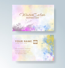 Beautiful business card template with watercolor