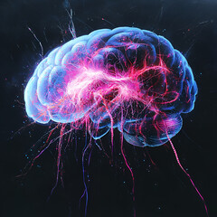 Luminous Brain Visualization, "Luminous Brain, AI Brain, Neural Connections, Brain Visualization, Digital Brain, Mind Network, Brain Sparks, Neural Network, Tech Brain, Brain Power."