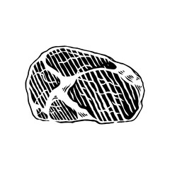 Raw Meat engraving silhouette hand drawing