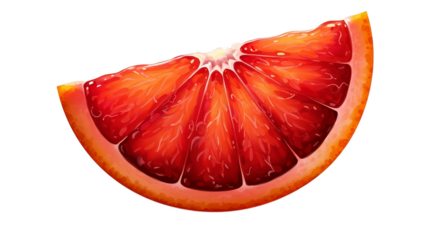 Juicy Blood Orange Slice Vibrant Red Isolated Transparent Background