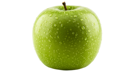 Juicy Green Apple with Water Droplets on a Light Green Background