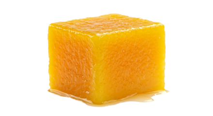 Juicy Orange Mango Fruit Cube Isolated Glowing Yellow Background