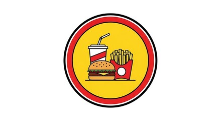 Obraz premium Delicious burger, crispy fries, and refreshing soda icon perfect for restaurant menus, food apps, and fast food branding visuals