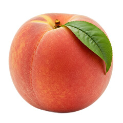 Juicy Ripe Peach With Green Leaf Soft Focus Background Realistic Photo