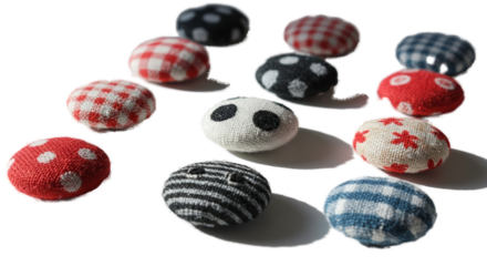 Knitted Buttons with Polka Dots and Gingham Patterns Transparent Background