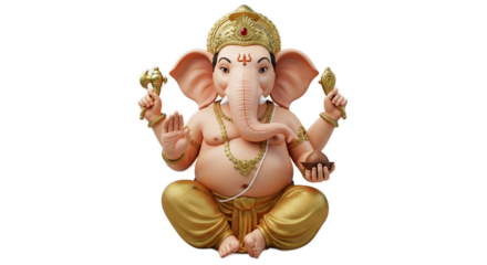 Lord Ganesha 3D Rendering Golden Outfit