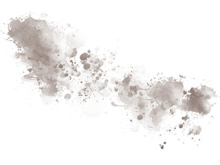 Abstract Brown Splatter Paint Stain Illustration on Transparent Background. Brown Watercolor Back Drop