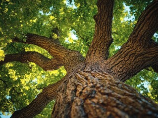Lush tree canopy, towering trunk