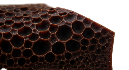 Macro View Of Dark Brown Porous Material With Many Bubbles