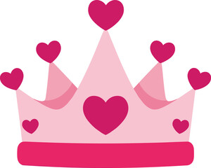 Elegant Pink Princess Crown Adorned with Hearts, Ideal for Valentine's Day Celebration, Embodying Love and Royalty, Adding a Touch of Romance to Party Invitations & Sweet Sixteen, Perfect for Baby Sho