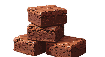 Stacked Chocolate Brownies Tower Dessert Delight Isolated on White Background, Delicious Homemade Confection Ready to Eat, Sweet Treat for Snack, Celebration, Culinary Temptation, Food Presentation fo