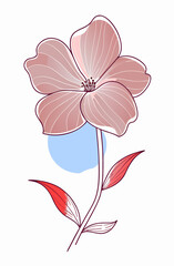 Minimalist Floral Line Art - Elegant Orchid Sketch with Subtle Color Accents