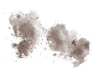 Abstract Brown Splatter Paint Stain Illustration on Transparent Background. Brown Watercolor Back Drop