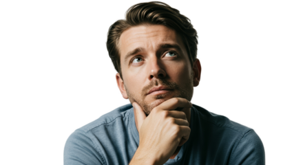 Man Thinking Deeply Isolated Realistic Photo