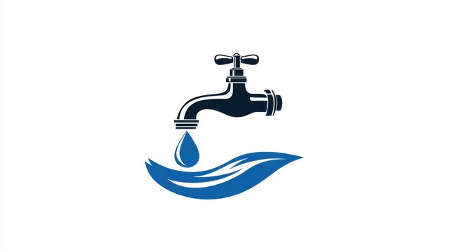 Artistic representation of water tap with flowing water and splash