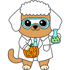 funny cartoon scientist with glasses