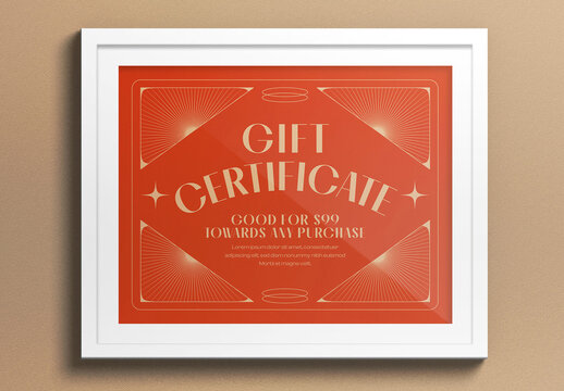 Orange Minimalist Gift Certificate