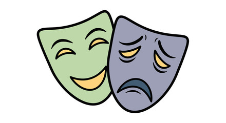 Comedy Tragedy Masks Symbolizing Dramatic Arts & Theatrical Performances, Representing Duality of Human Emotion, Stage Acting, & Entertainment Industry Isolated on White, Ideal for Cultural Presentati