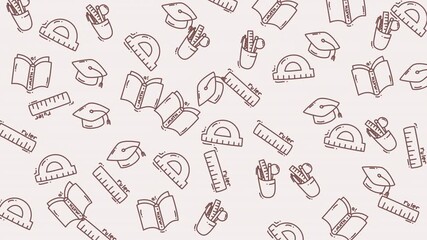 Patterned school supplies array on educational background ideal for schoolrelated designs, stationery, classroom decor, and academic projects.