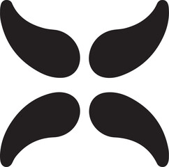 Abstract black teardrop shapes arranged symmetrically modern graphic design element decorative elegant pattern transparent background