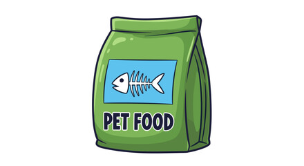 Green Pet Food Bag Illustrating Fishbone Concept for Feline or Canine Nutrition Promotion in Veterinary Industry, Animal Health Marketing, and Petcare Advertising, Modern Design Graphic Element for Pr