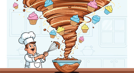 Baking Wizard Creates Epic Chocolate Tornado Cupcake Storm