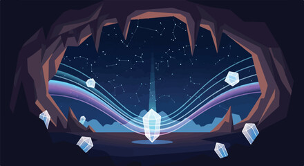 Cosmic Crystal Grotto Star Chart Vector Illustration