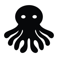 Stylized silhouette of an octopus with a playful, cartoonish design, isolated