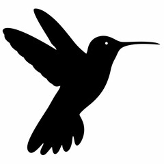 Simple silhouette of a beautiful hummingbird in flight with wings outstretched