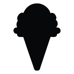 Simple black silhouette illustration of a single scoop ice cream cone