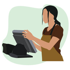 female cashier. Young woman cashier, 